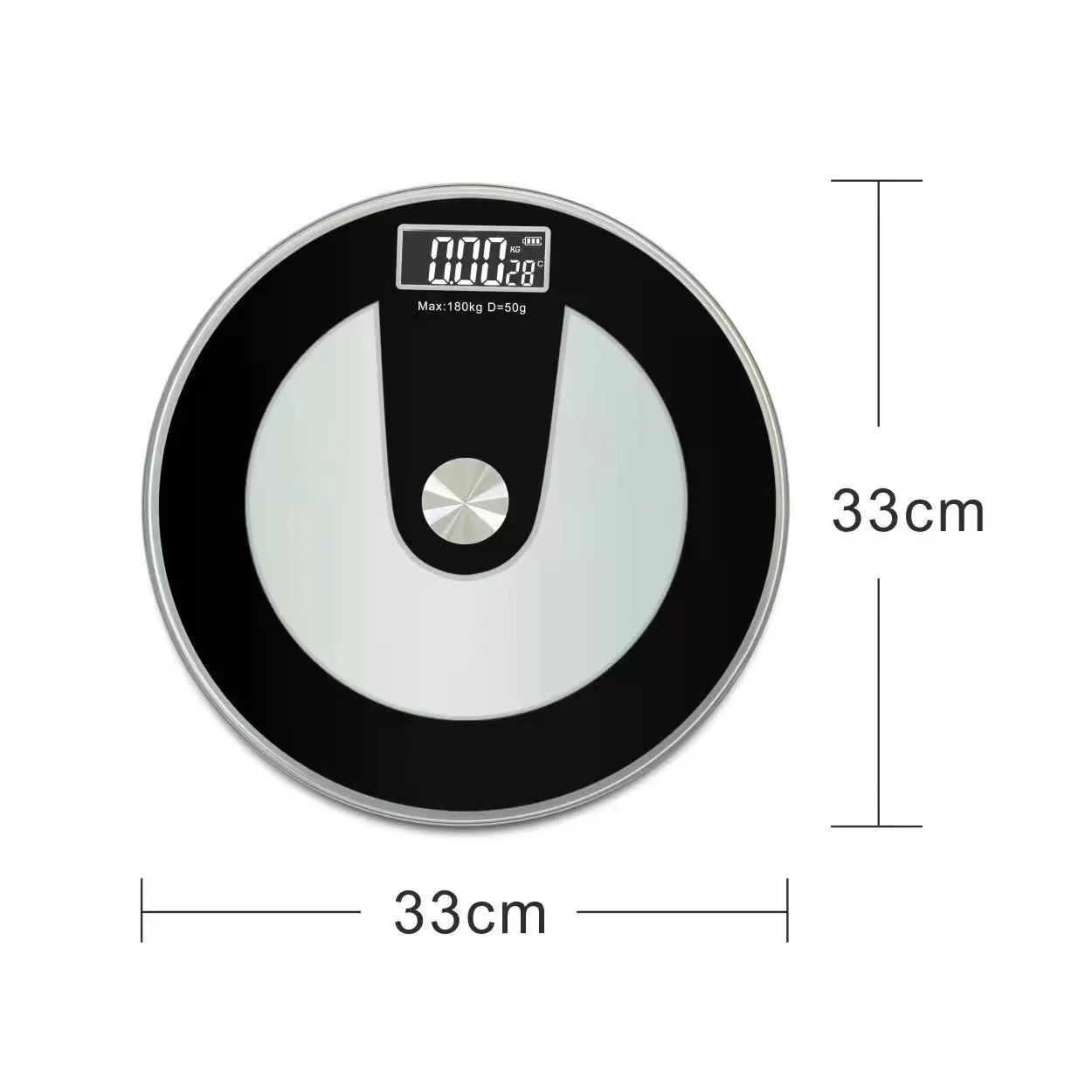 High Quality 180Kg 396lb 33CM Glass Body Bathroom Scale Large Size Weighing Scale