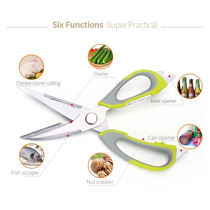 SSGP Chicken Bone Food Grade Scissor Multifunction Kitchen Plastic Paper Home Vegetable Chef Scissors