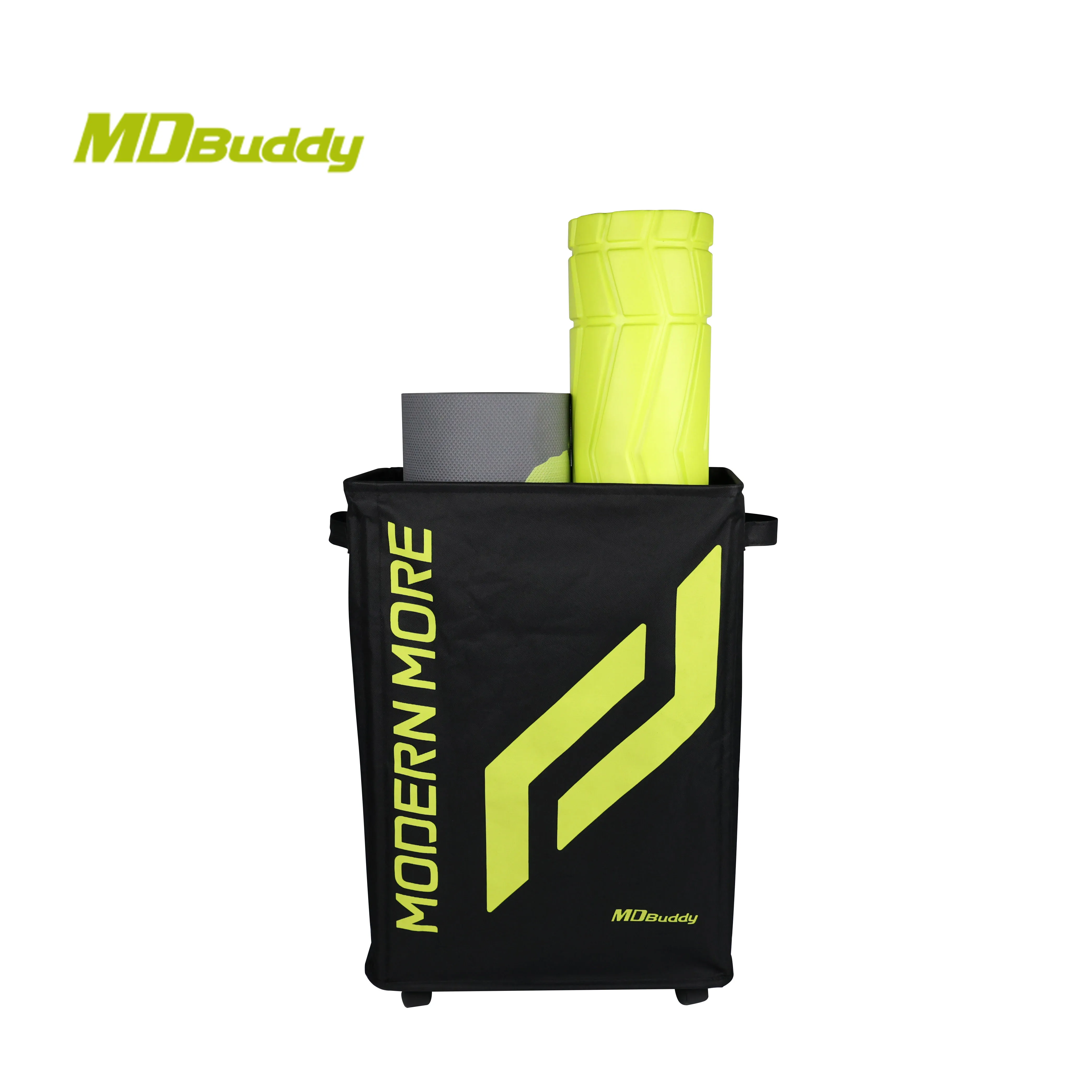 MDBuddy Foldable Yoga Storage Basket Cart Laundry Basket on Wheel Home Fitness Storage