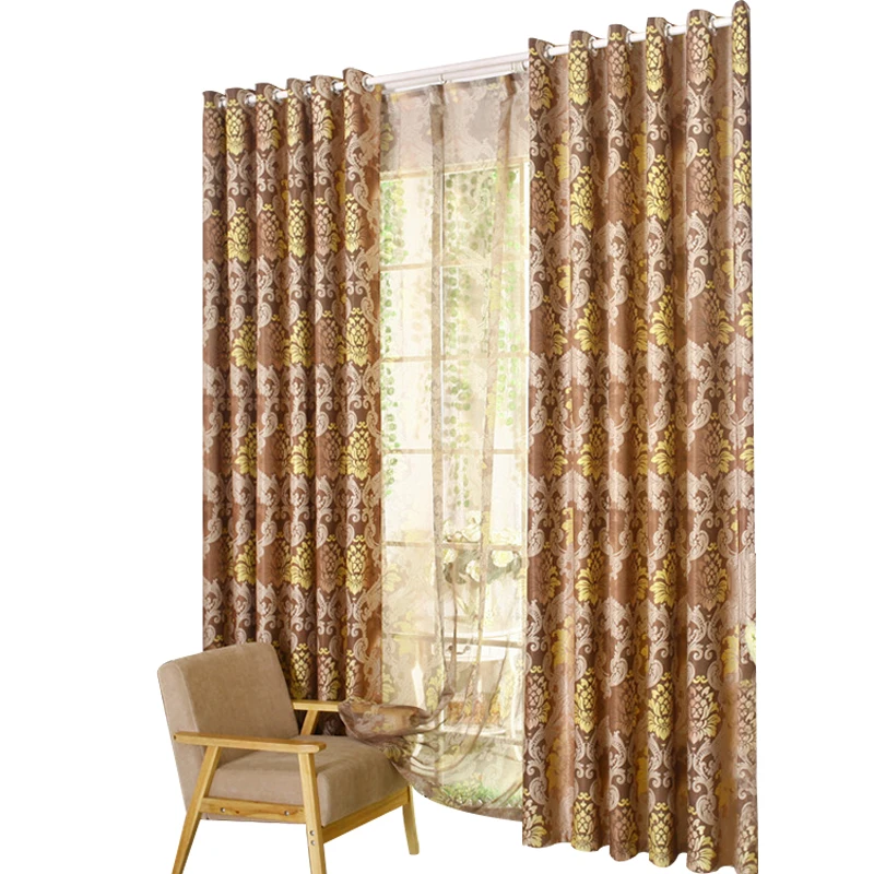 Luxury living room curtain  with blackout  ready made curtains gold color