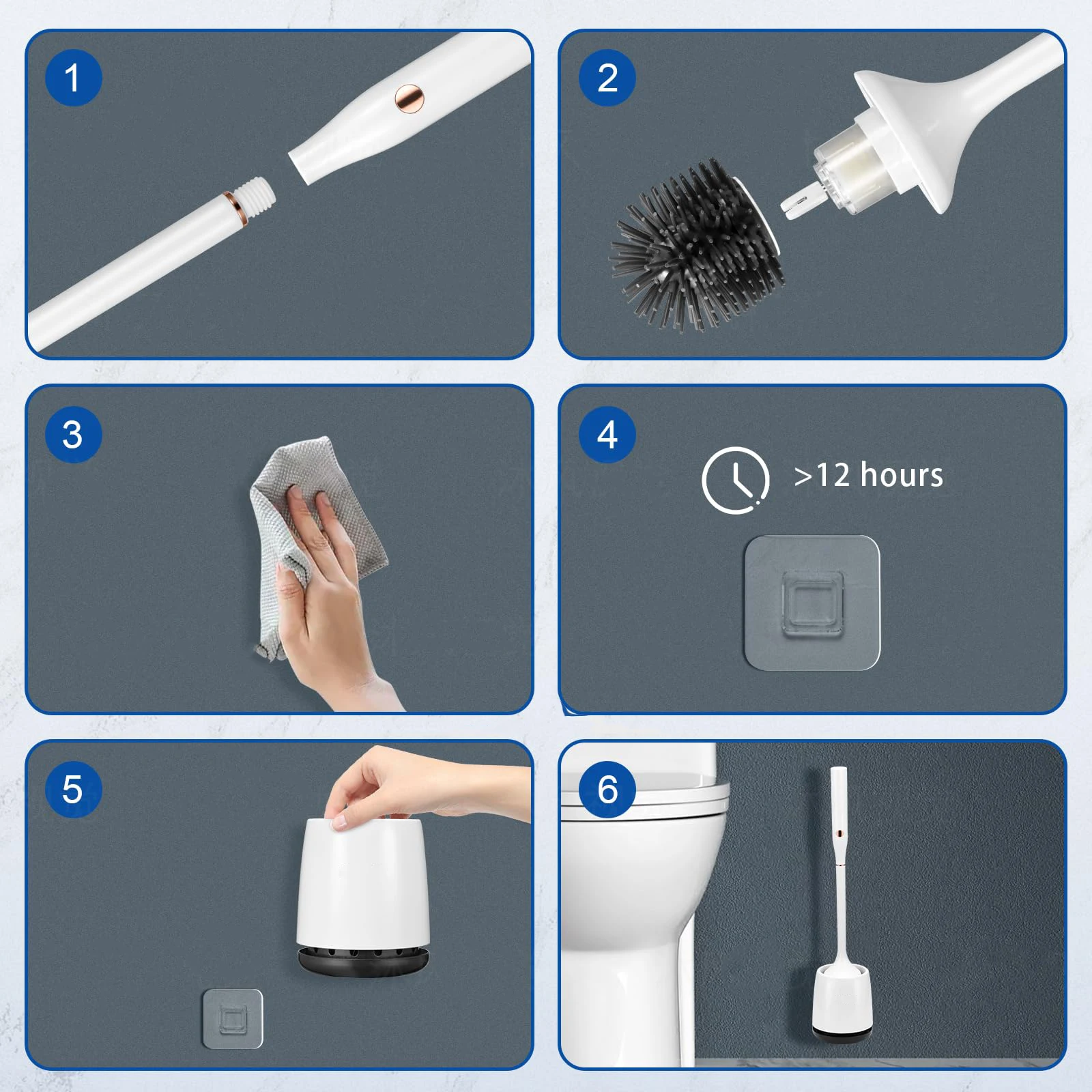 UV Automatic Electric Toilet Brush Silicone Spin Scrubber House Toilet Bowl Brush And Holder Set