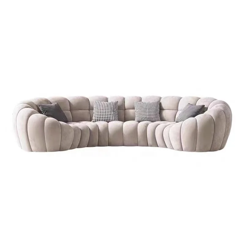Best quality luxury Italian new design armless velvet corduroy white curve 12 seater sitting room furniture sofa