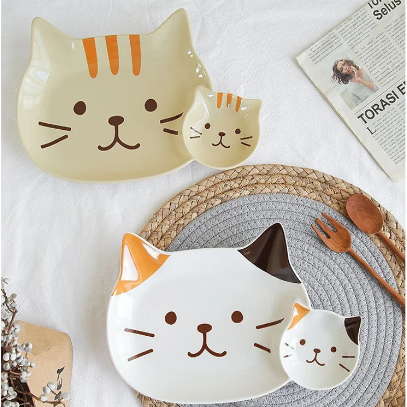 Hot sale Cute Cereal Soup Bowl Color Glaze Ceramic Cat Shape Bowls Hotel Ice Cream Bowl Set
