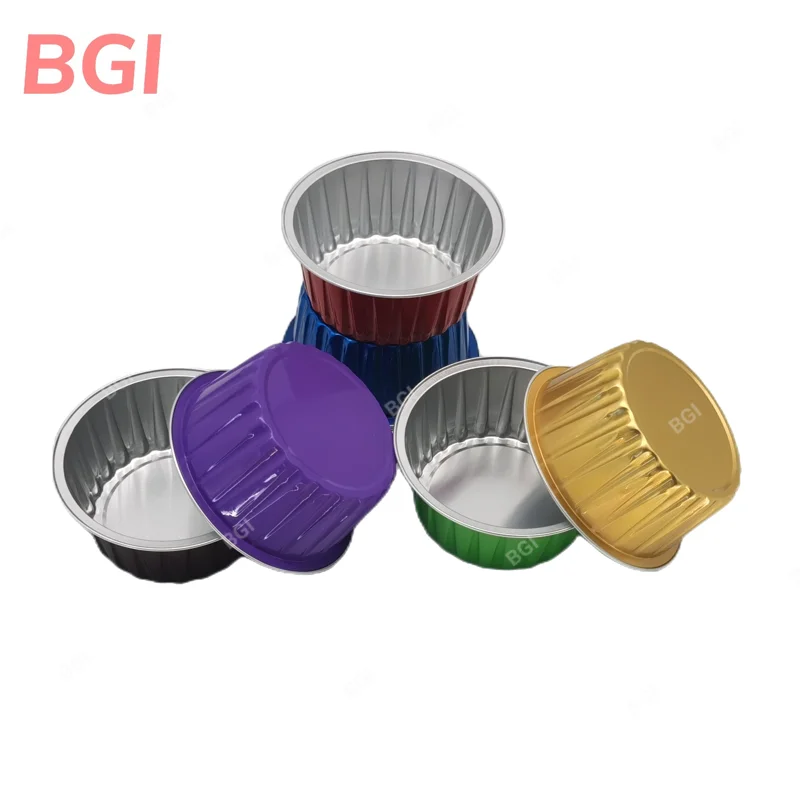 Disposable Food Package Aluminum Foil Bakery Pudding Round Cup Mould Abl Pack 130ml 4.5oz Plate Tray Seal