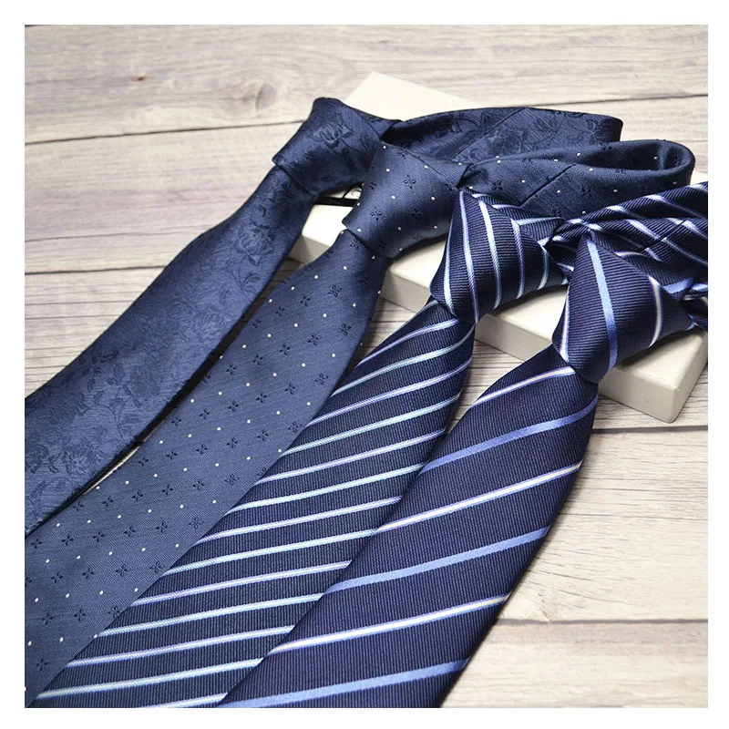 Wholesale 100%Silk Woven Stripe Necktie Navy 8CM Causal Formal Business Neck ties for Men