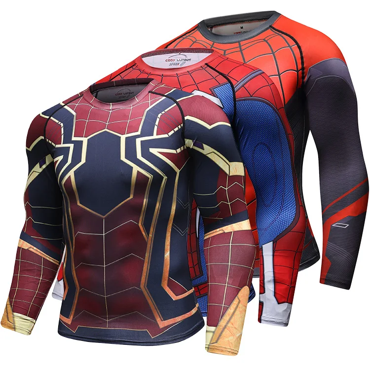 Spiderman clothing long sleeve shirt for men high quality sports wear