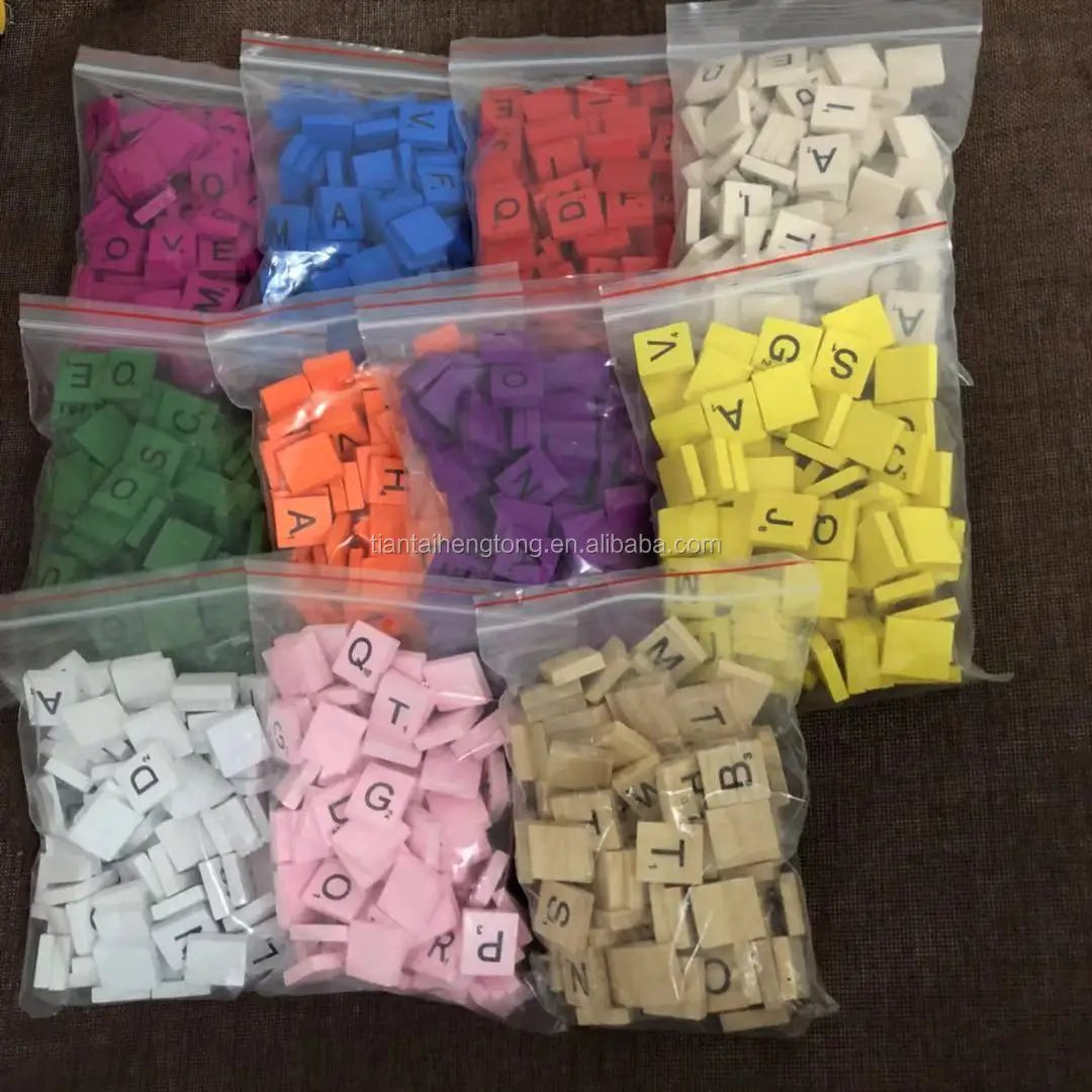 Wood Letter Tile Wooden S crabble Tiles A-Z Capital Letters for Crafts, Pendants, Spelling