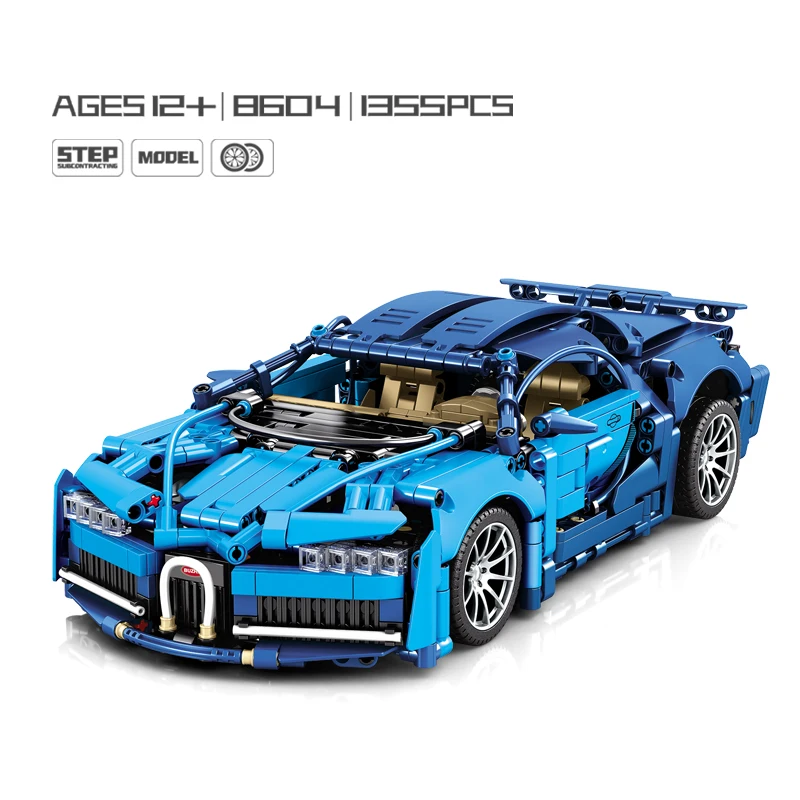 MJ8604 Blue Sports Car MOC Super Fast Racing Car Model Building Blocks Bricks Set Furious Gifts Toys for Boys Children 1355+PCS