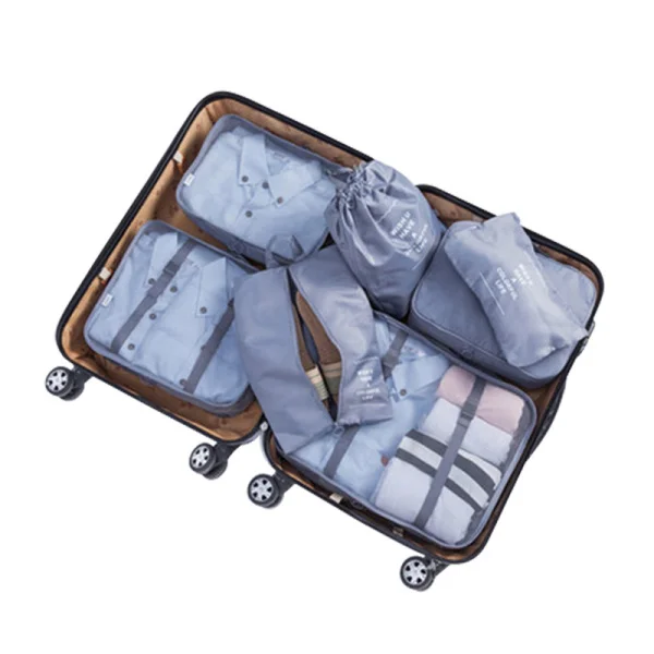 High Quality Fashion Waterproof Laundry Nylon Travel Packing Cubes Set 7pcs Organizer Bags For luggage