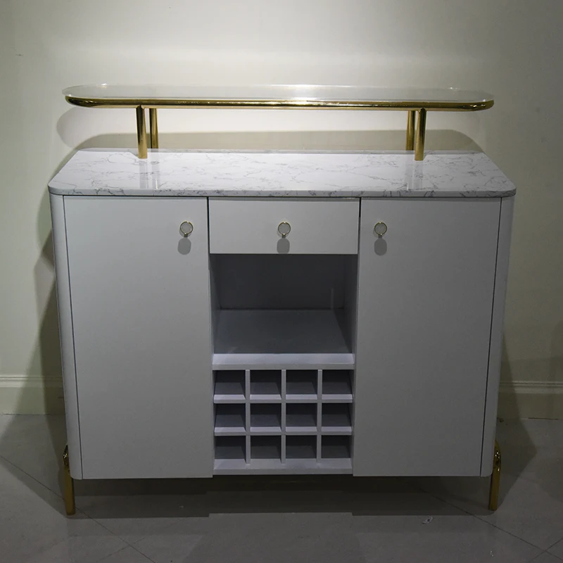 Luxury Vintage Modern Living Room Furniture White Wood Wooden Buffet Sideboard Mini Corner Home Coffee Wine Bar Cabinet For Home