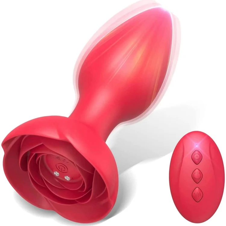 Wholesale remote control rose anal vibrator Butt Plug anal sex toys for woman and men anal massager vibrator