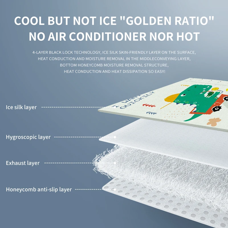 Baby Cute Cartoon Breathable Kids Cooling Bed Pad Infant Crib Summer Cool Sleeping Mat