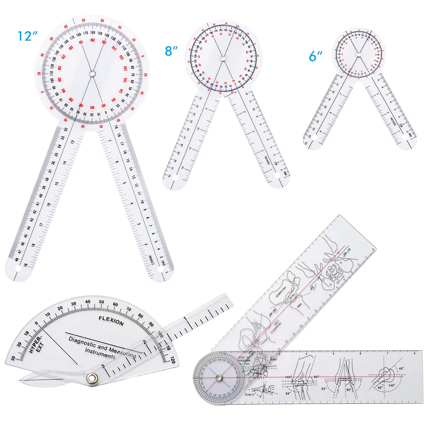 Wholesale Plastic Goniometer Set Customized Medical Ruler for Physical Therapy