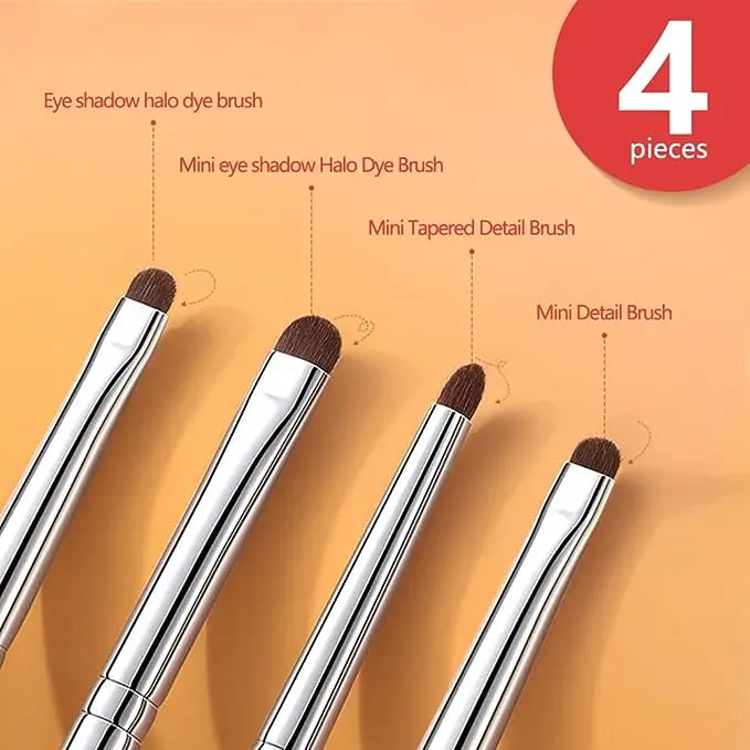 HXE-27 Factory new ergonomic handle small head dense pony hair eye detail makeup brushes 4pcs eye shadow brush kit for eyeliner