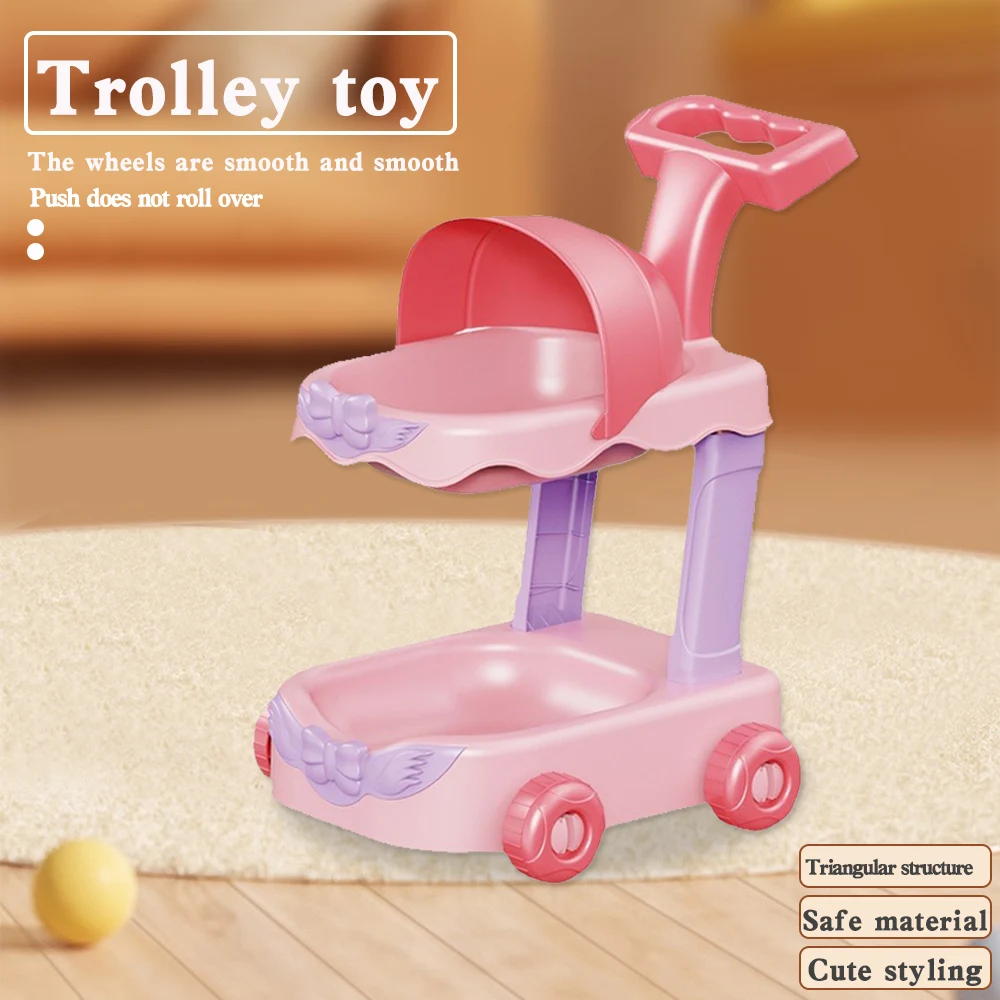Hot Selling Electric Plush Cute Pet Cart Toy Stroller Set Baby Trolley Animal Toys Pretend Play Game for Children