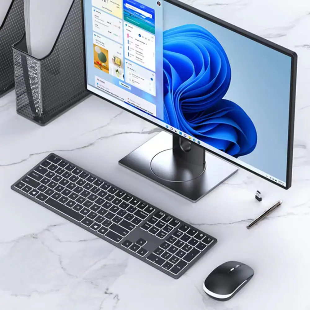 Seenda перезаряжаемые с подсветкой клавиатуры и мыши для домашнего офиса компьютер ноутбук тонкий кожаный чехол с 2,4G Беспроводная клавиатура и мышь комбо