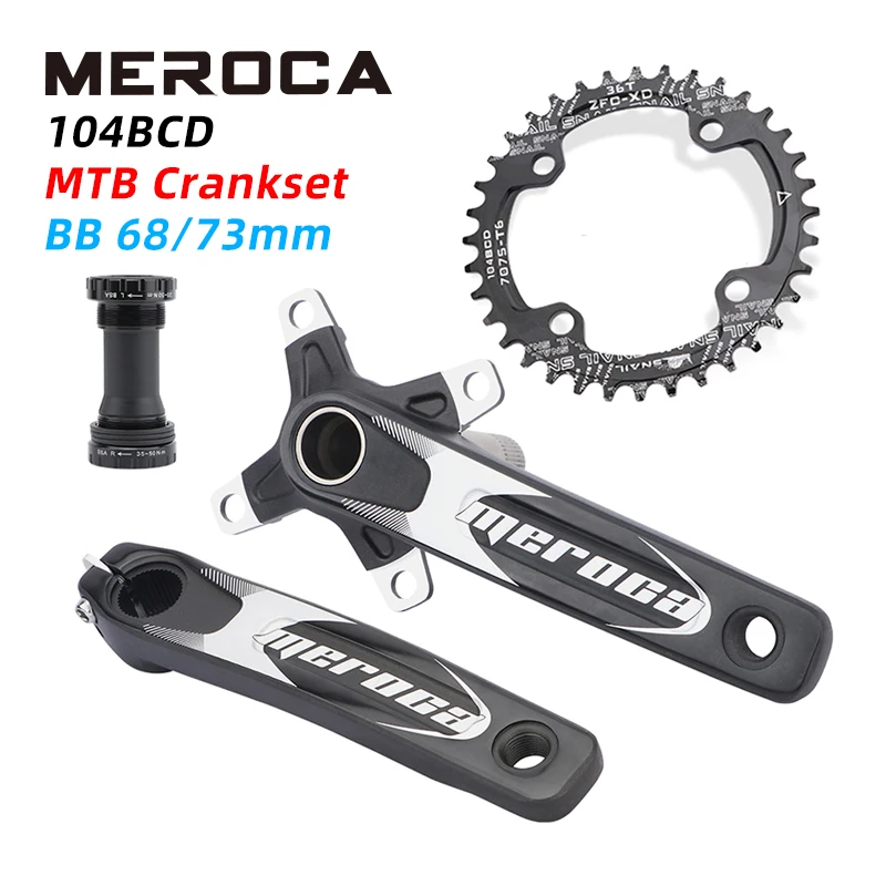 MEROCA 104BCD Mountain Bike Crank 32T 34T 36T 38T Single Chain Ring With Bottom Bracket MTB Crank Mechanism