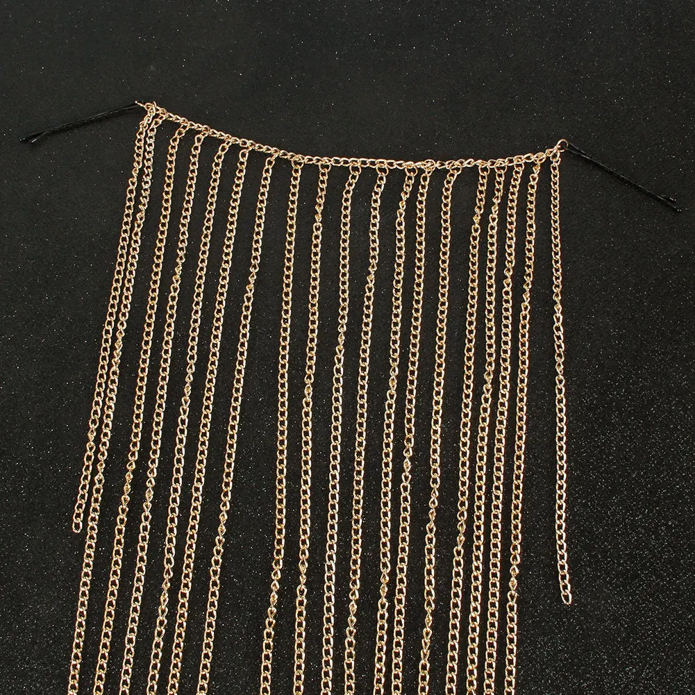 Wholesale Street fashion Women Styling Accessories Metal Golden Aluminum Chain Link Hair Clip With Tassel