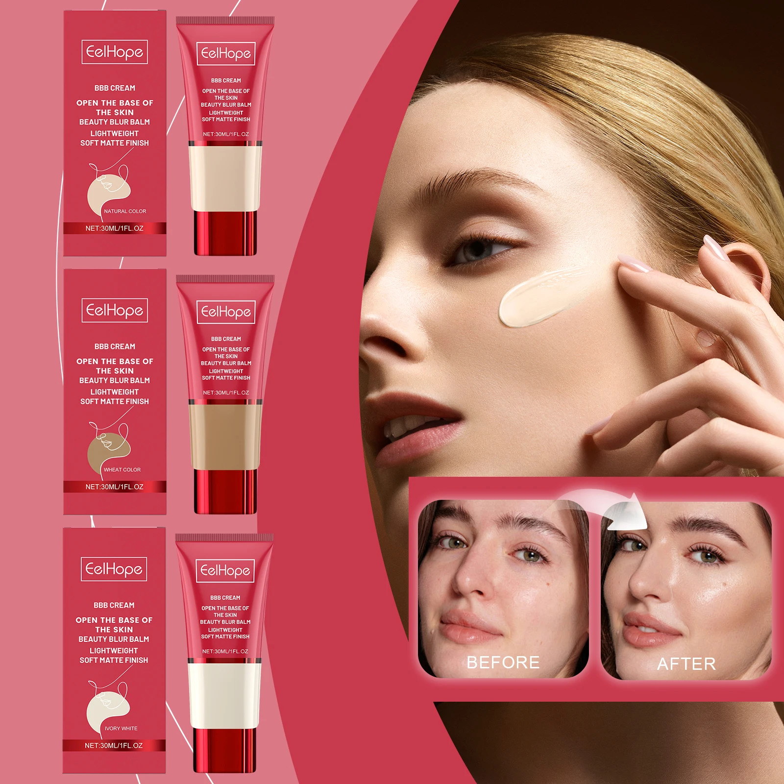 EELHOPE Original BB Cream Full Coverage Tube BB Cream Moisturize Best Whitening BB Cream