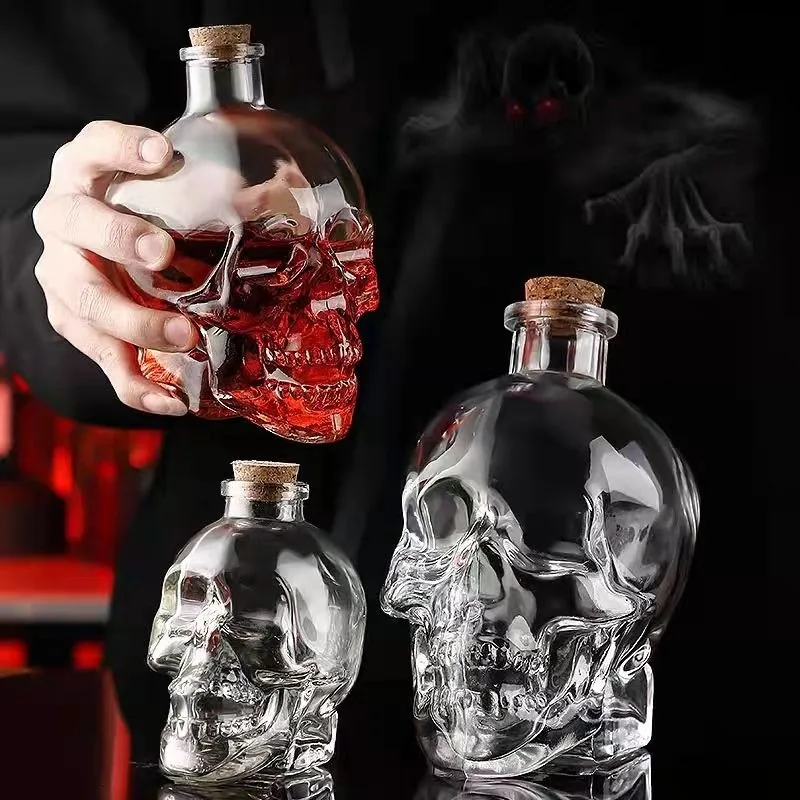 Glassware100ml 200ml 400ml 750ml Customize Empty Skull Bar Container Flint Packaging Glass Jars And Bottles For Liquor
