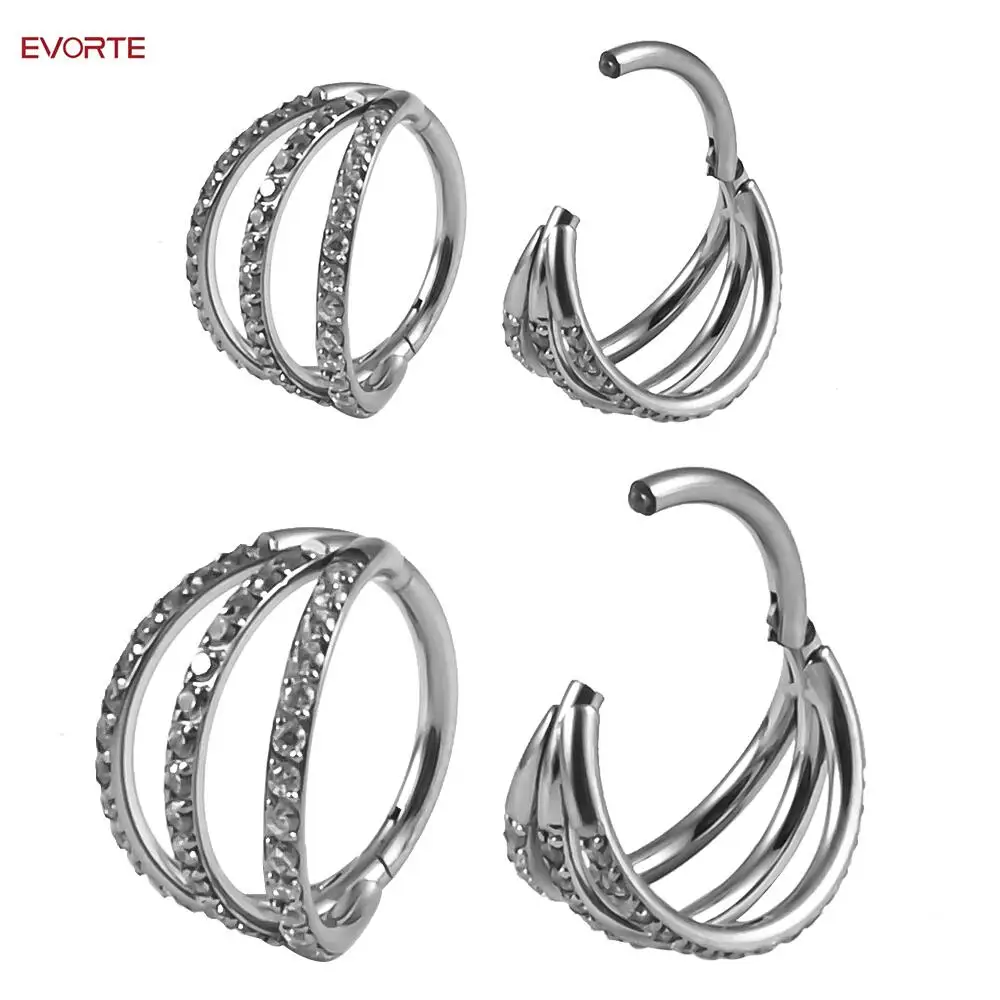 G23 Titanium Ear Weights Ear Gauges Piercing Tunnels  Zircon Nose Rings Popular Body Jewelry hight Segment Rings