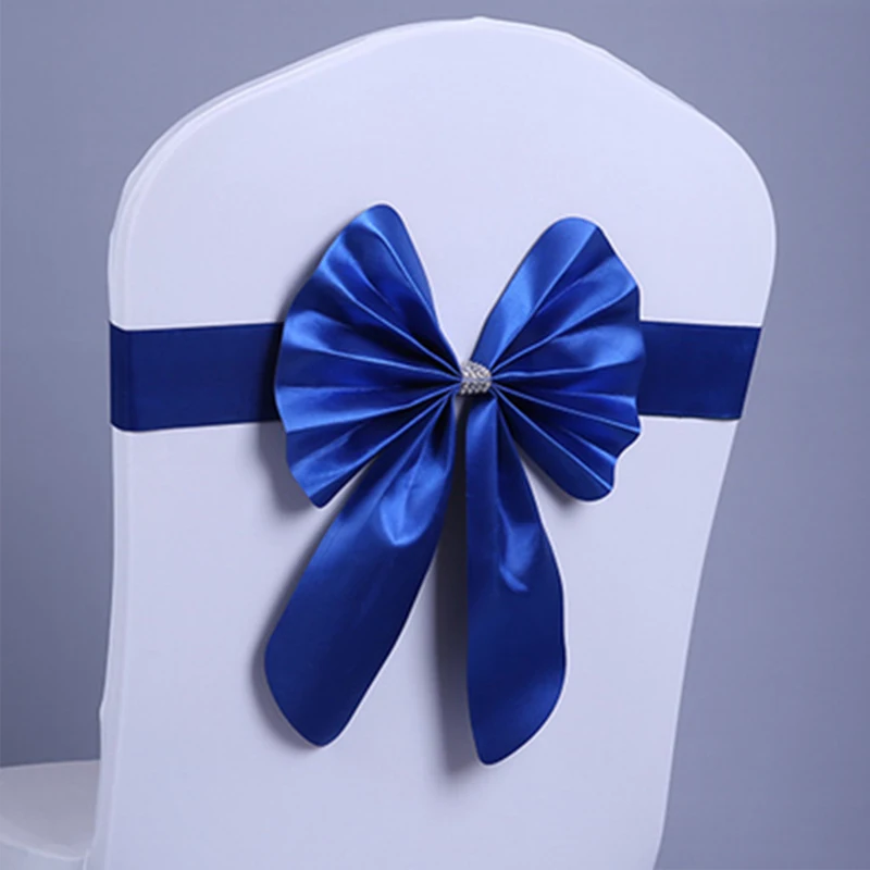 Whosale Sapphire Blue Chair Cover Decoration Chair Sashes Bow Wedding Party