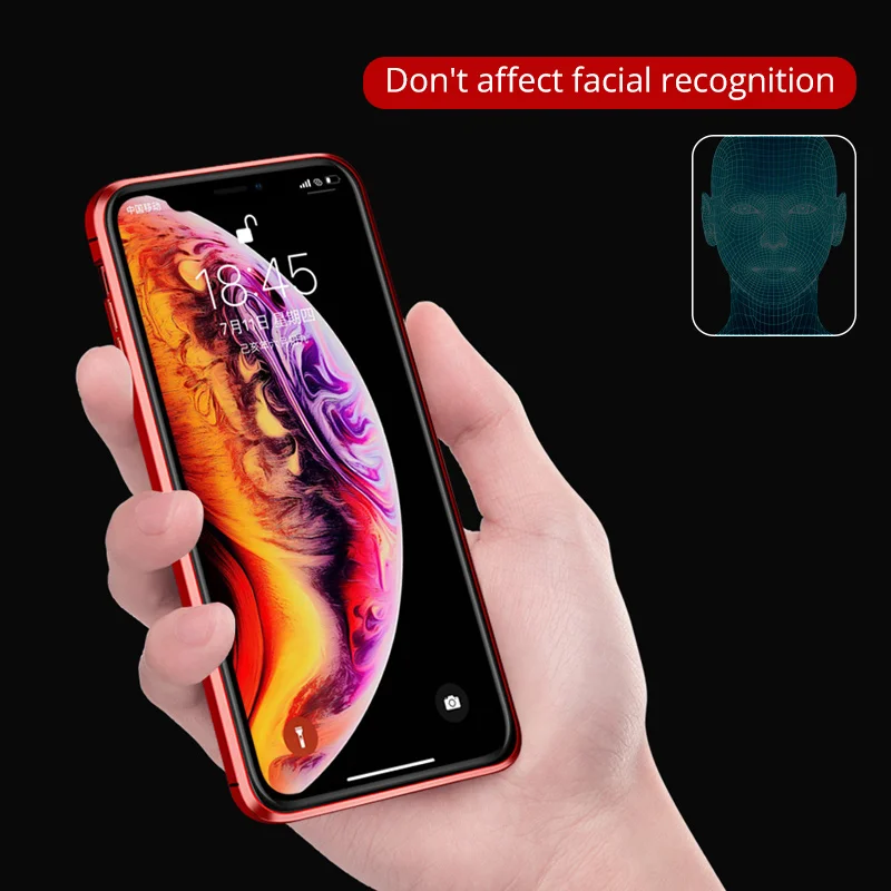 Ultra thin Aluminum tempered glass phone case,magnetic case for iphone 11 plus/7/8/X/XS/6/6S