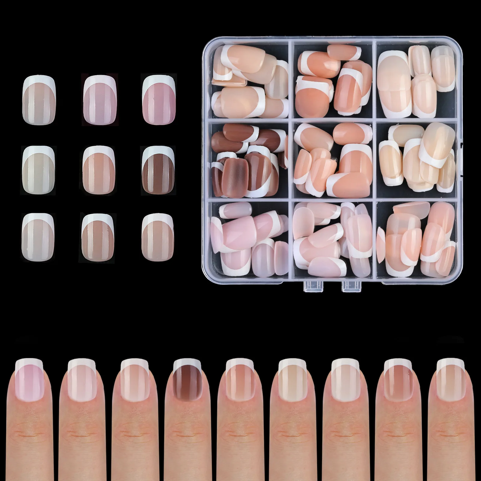 Full Cover 108PCS/Box French Acrylic Nails For Salon Professional Square Coffin Ballerina Press On Nail Tips for Finger Toe