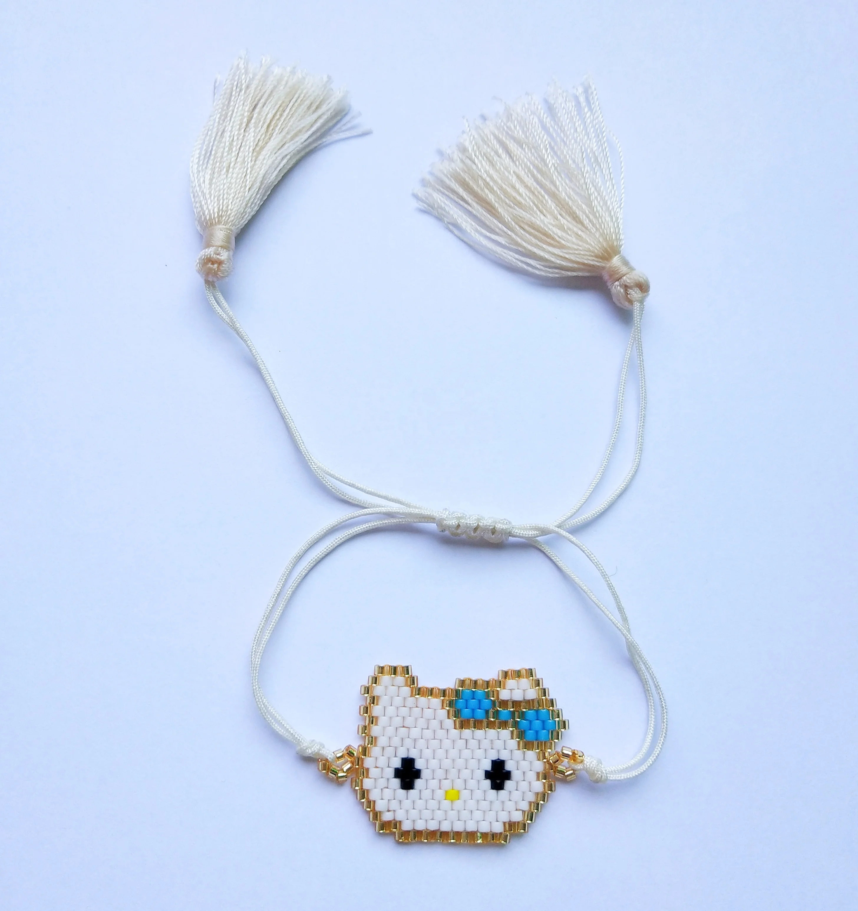 Newest Simple Trendy Cute Fashion Charm Miyuki Beads Hello kitty Love Shape Crystal Bracelet Jewelry Adjustable Tassel