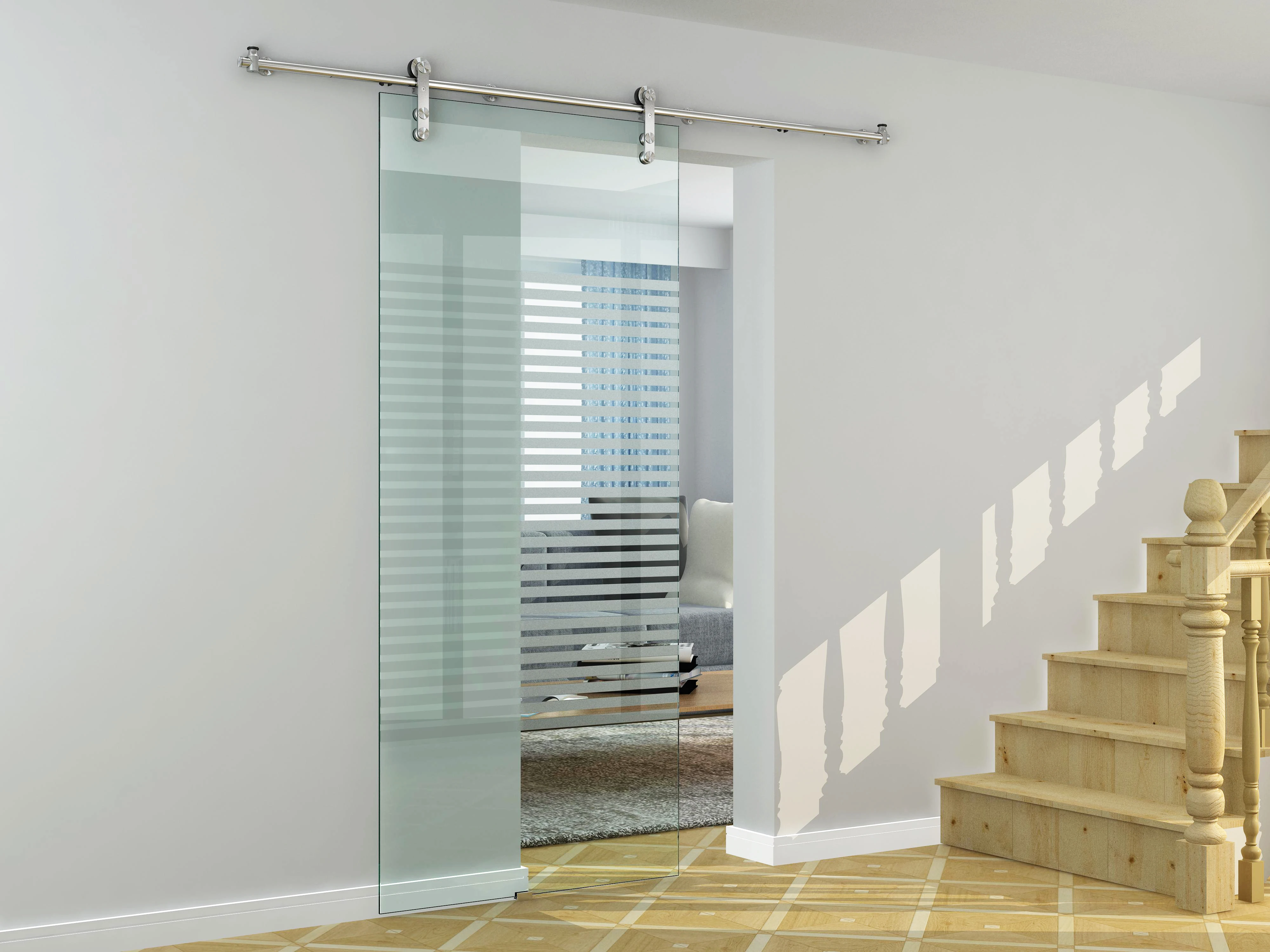 High quality Stainless Steel Front Mounting Sliding Barn Door Hardware for 8mm to 12mm Glass