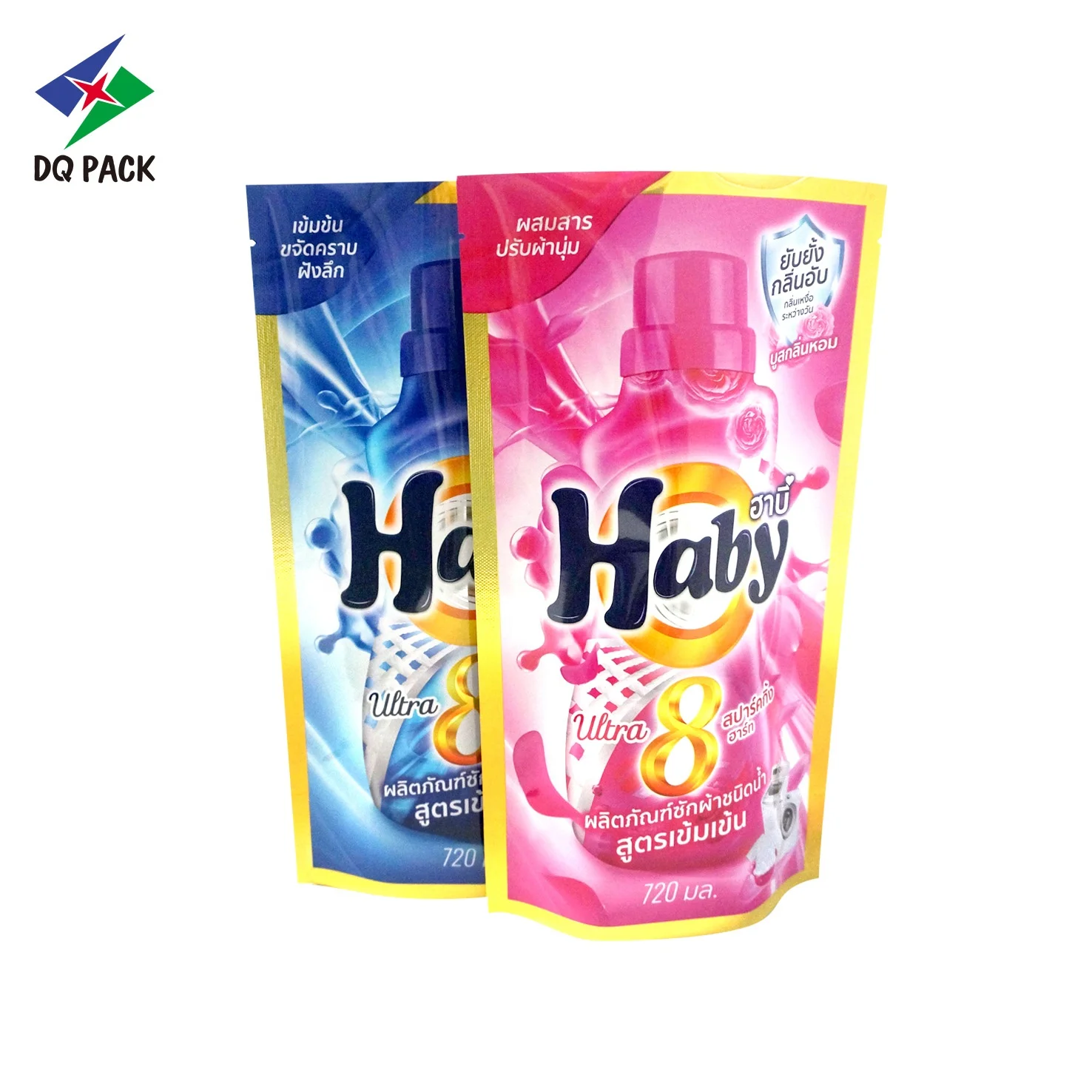DQ PACK custom heat seal 200ml 720ml stand up pouch doypack for liquid laundry detergent packaging