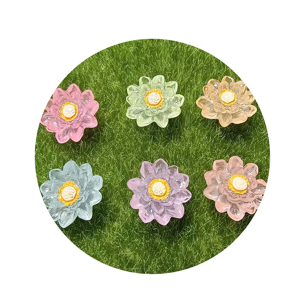 Mini Luminous Resin Beads Lotus Leaf and Lotus Charm for Fairy Garden Toy and Craft DIY Decorations