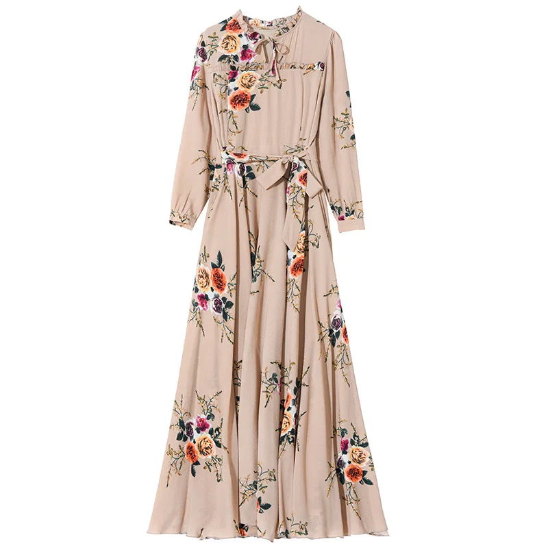 High quality Woman long dress fancy flower print western fashion ladies plus size dresses