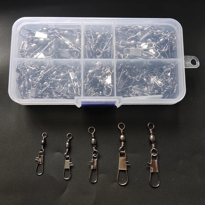 200pcs/box Fishing Swivel Crane Swivels Connector Rings Solid Alloy Snapping B-Type for Fishing Lure Accessories in store