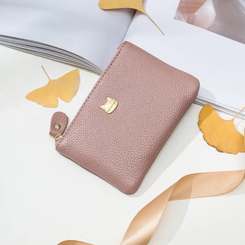 MW399 New fashion cute cat metal pattern ladies zipper wallet cluth purses for women