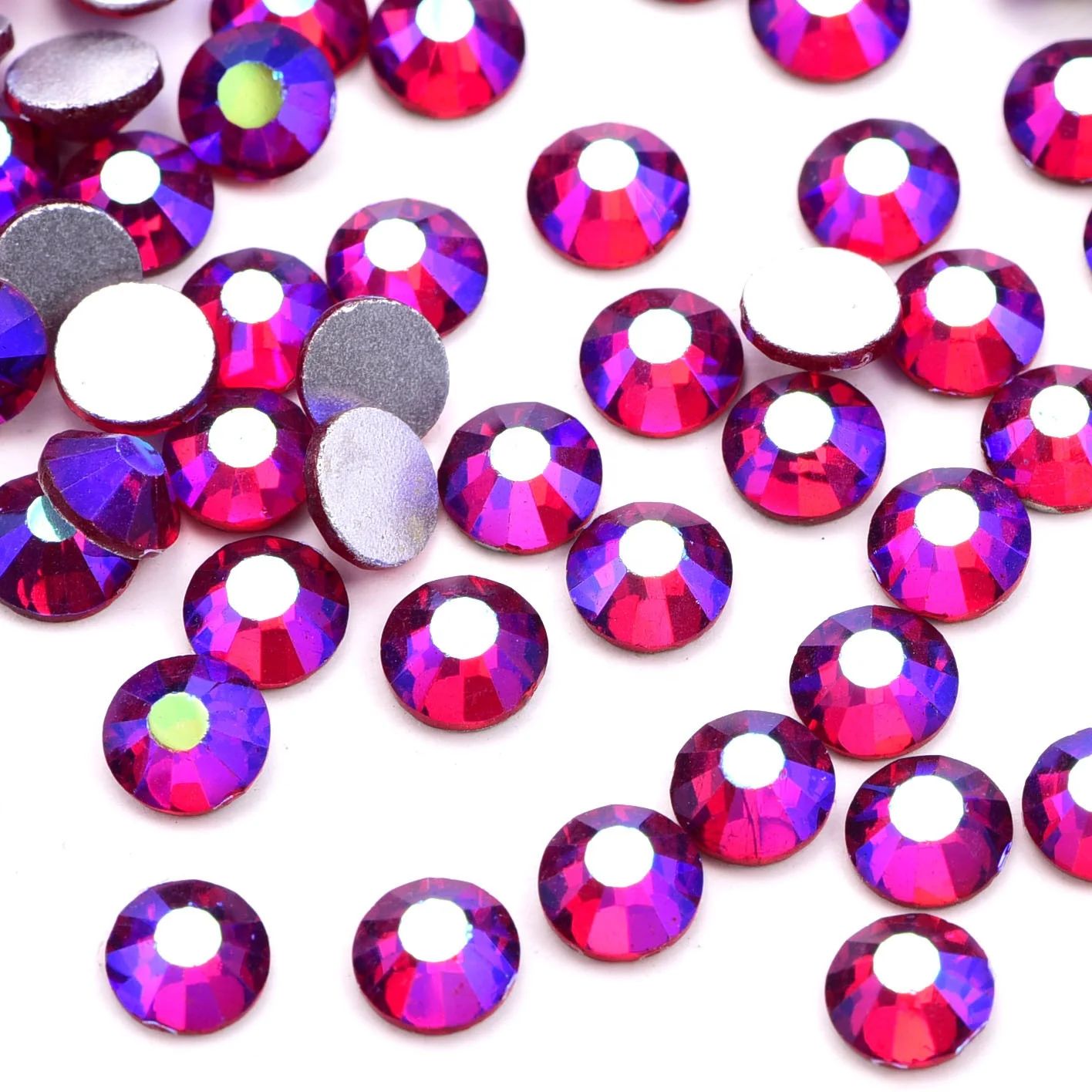 Yantuo crystal red color AB coating crystal AB bling flat back Nail glass Rhinestone for tumblers