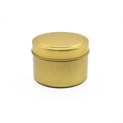 Gold Color Round Metal Tin Can Candle Pack Container With Lid