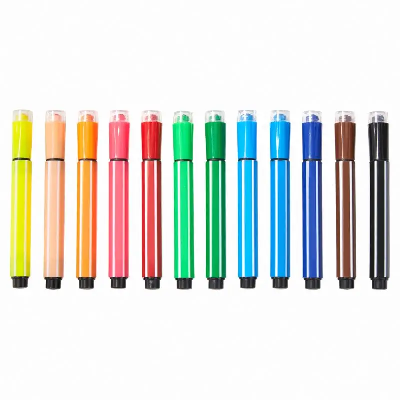 Cheap Child Markers Pen 18 Color Kits Kids Acrylic Markers Set For Drawing With Stamps
