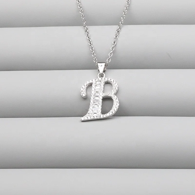 925 Sterling Silver B Letter Pendant A-Z letter charm Sterling Silver letter B Necklace made initi Pendant