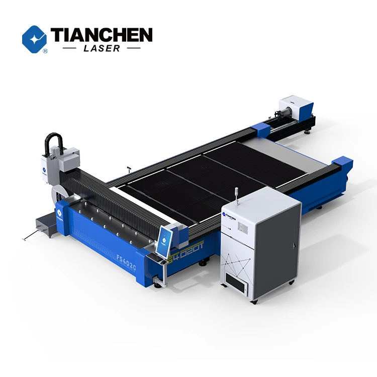 Tianchen CE 4m*2m Plate and Tube Integrated Electric Control Fiber Laser Cutting Machine for Carbon Stainless Brass Aluminum
