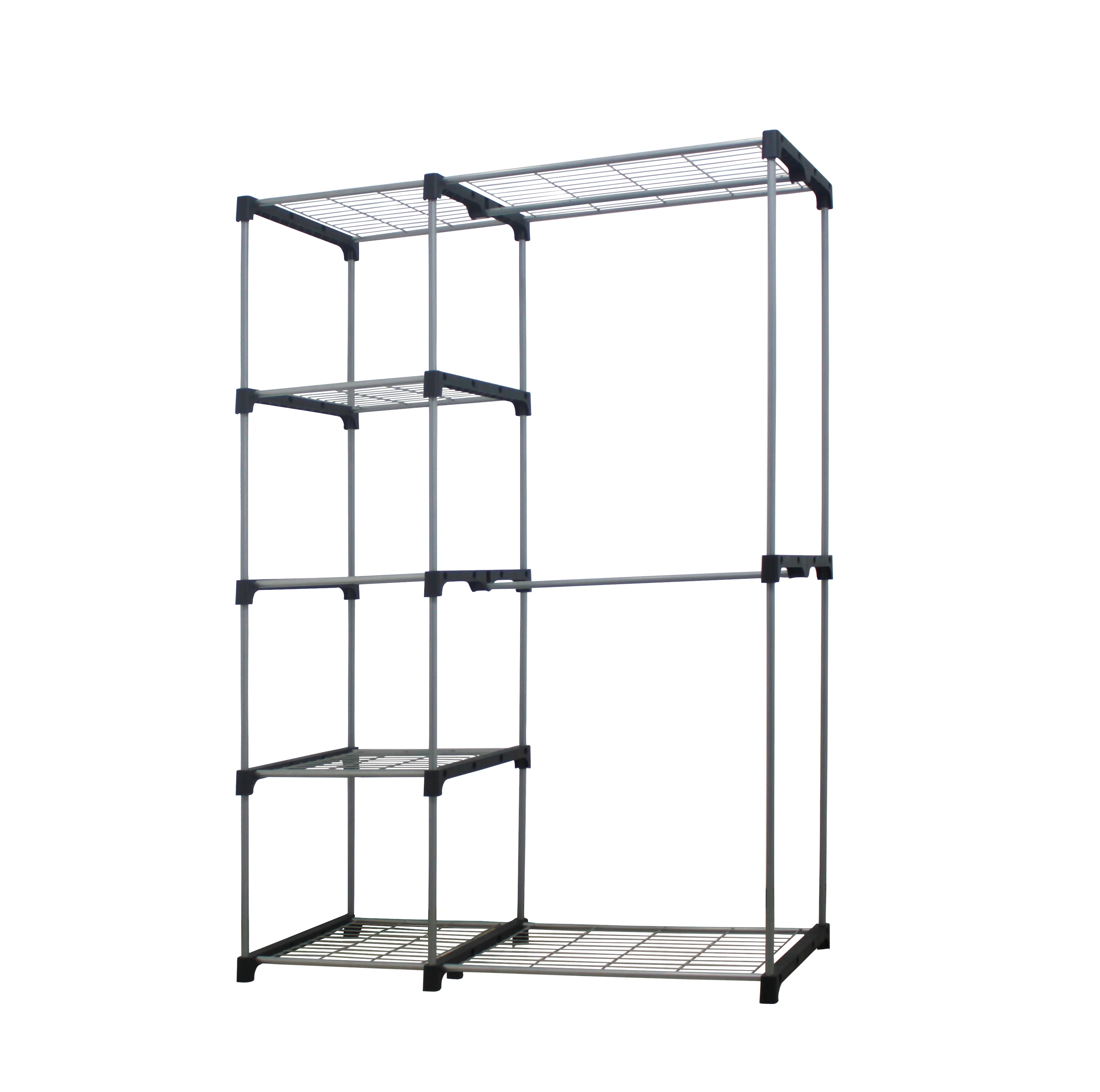 
Portable Closet Large Wardrobe Closet Clothes Organizer With 5 Metal Mesh Shelves and Hanger 