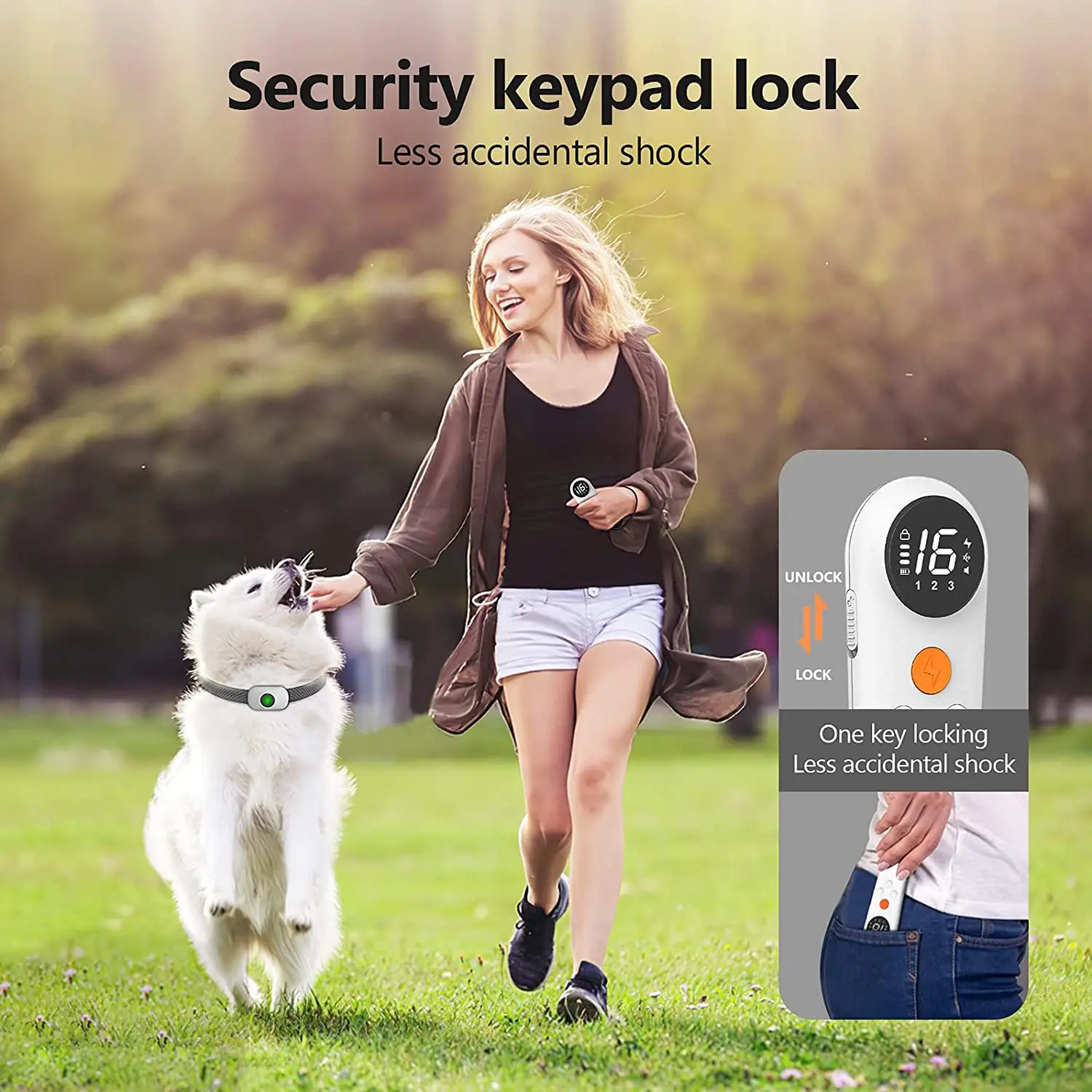 Rechargeable Remote Dog Shock Collar with 3 Training Modes, Beep, Vibration, Shock IP67 Waterproof, Up to 1640 Ft Range