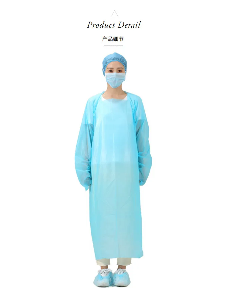 
CPE Apron Disposable Long Sleeve custom Isolation Anti-static Clothing Aprons 