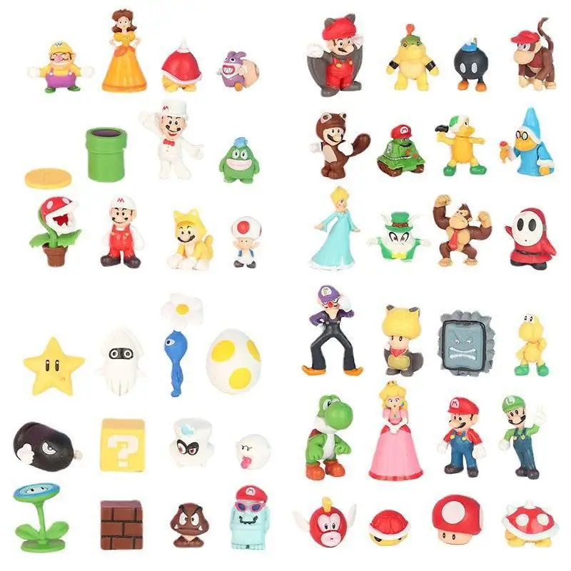 48pcs/set Plastic gift present for kid figure Mario Bros Super Mario Mario toys