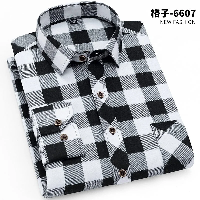 Classic man casual plaid shirts vintage long sleeve cotton checkered men shirt