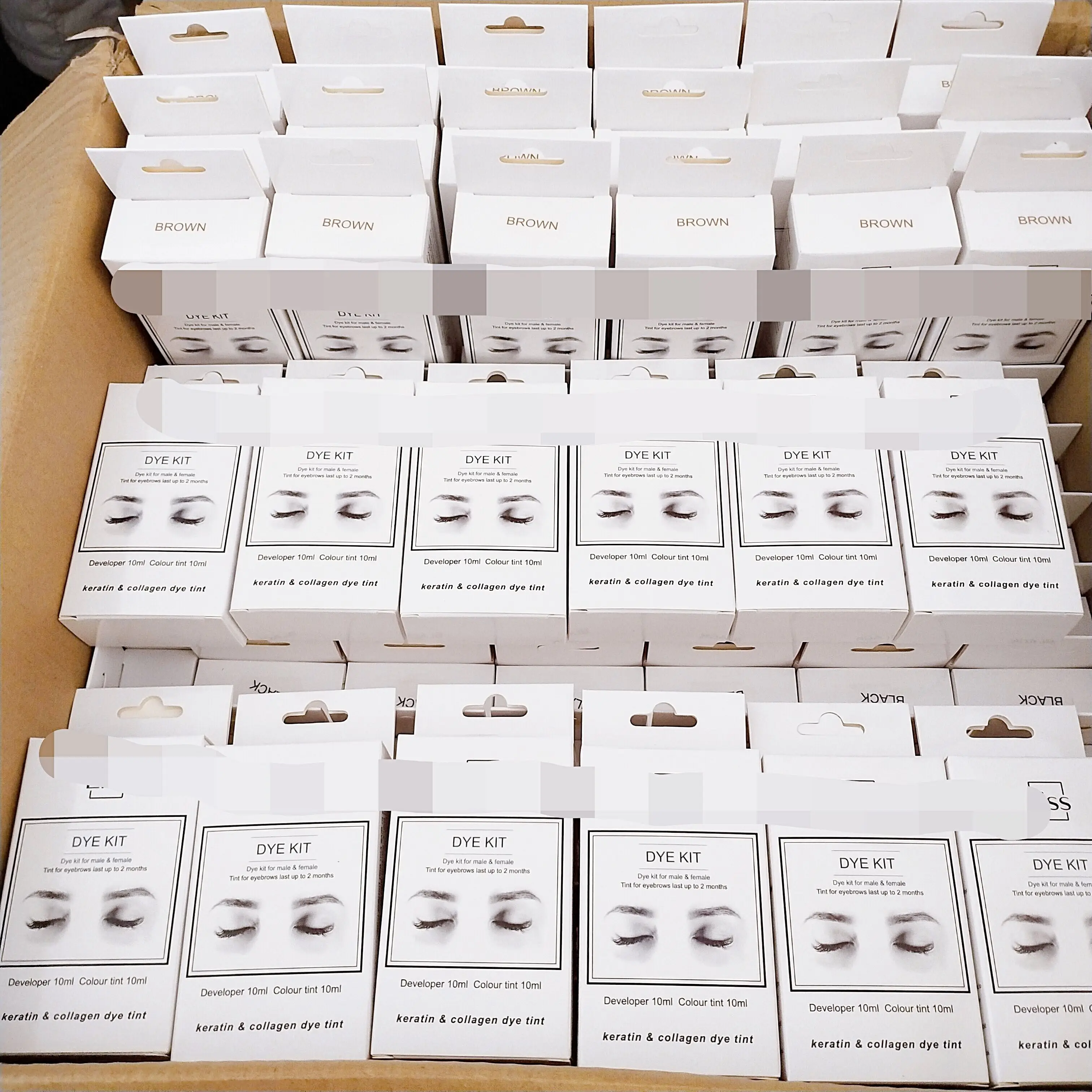 Long lasting 4-6 weeks lash tint private label eyebrow henna 3 colors brow tint dye kit