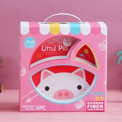 Baby Bowl Tableware Bamboo Fiber Children Kids Cutlery Sets Dinner Bamboo Fiber Baby Feeding Set