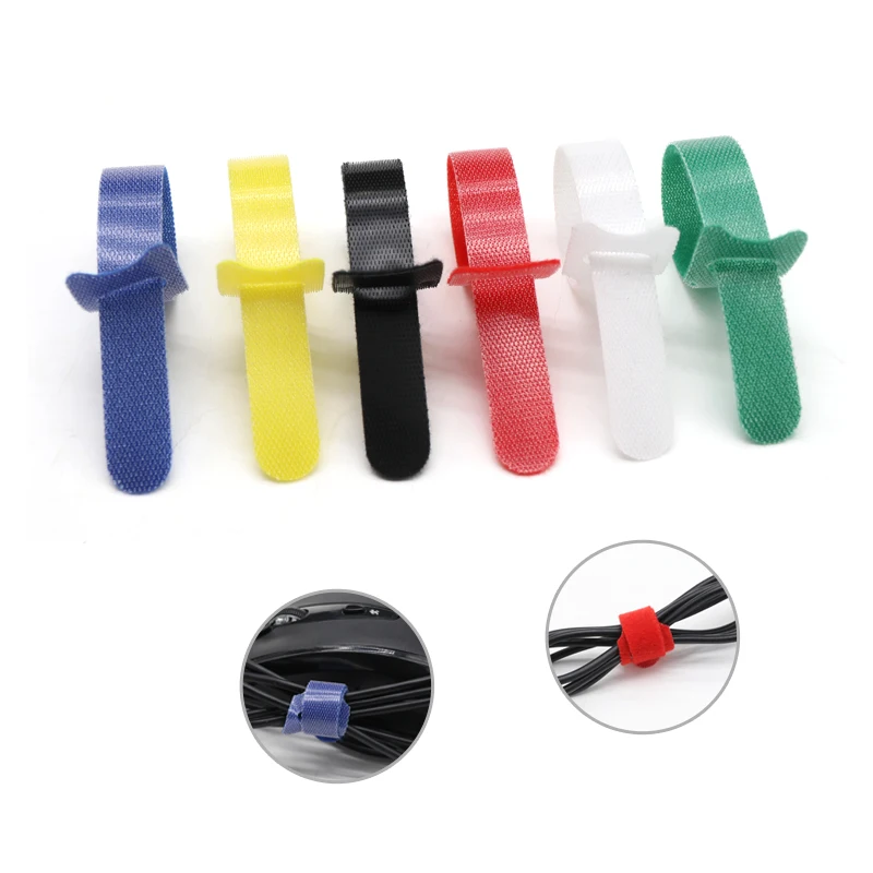 Wholesale Colorful 100pcs Self-locking Nylon Hook And Loop Strap Non-slip Cable Tie Wraps Zip Ties
