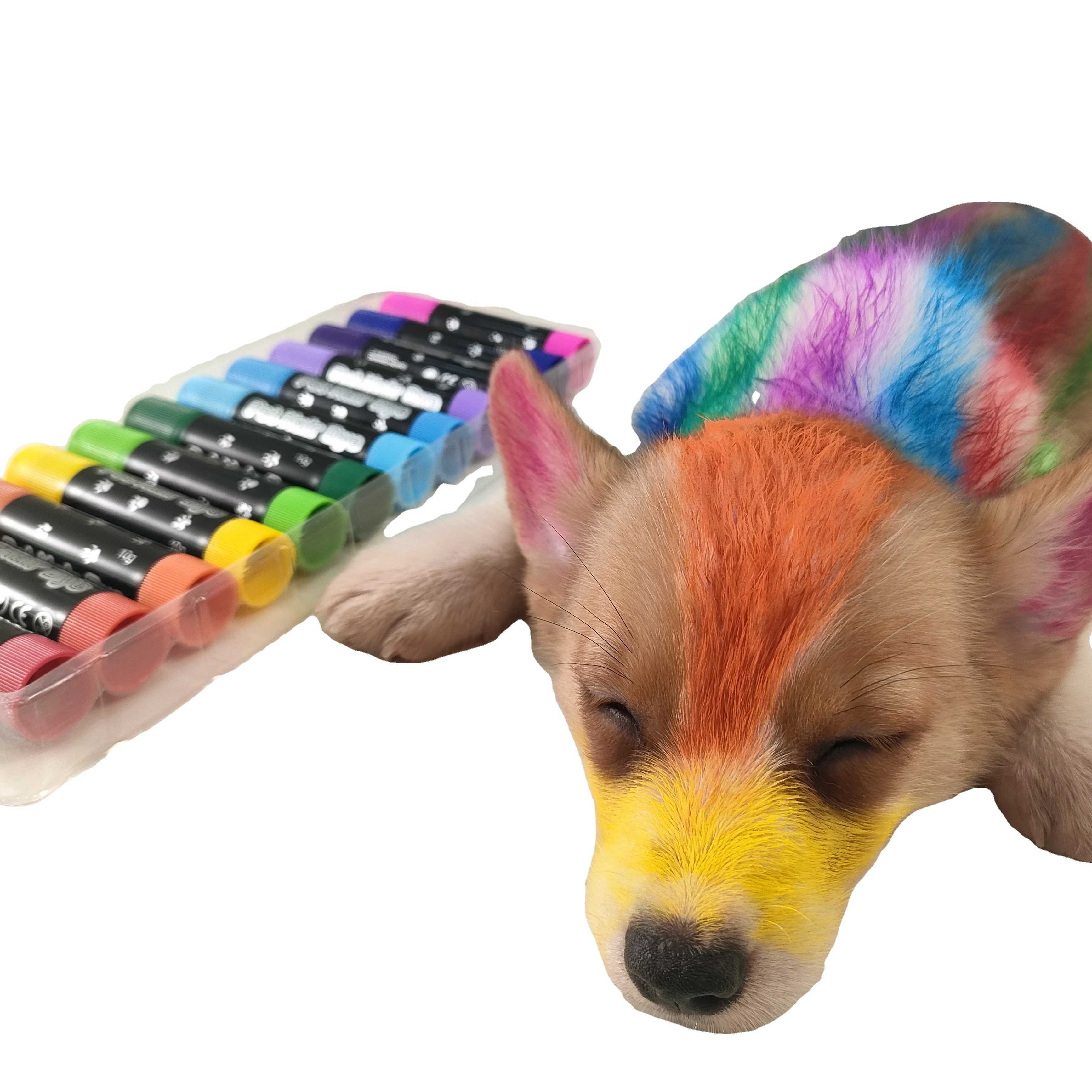 Non-Toxic Wholesale Washable Temporary Pet Pigment Colour Pen Manufacturer Kid Dog Colorful Dye Color For Hair Chalk Set