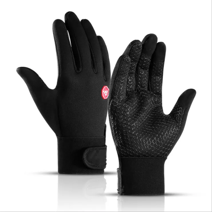 Зимние перчатки для рыбалки велосипедные теплые флисовые Нескользящие Черные Зимние перчатки для мужчин и женщин зимние велосипедные перчатки для сенсорных экранов